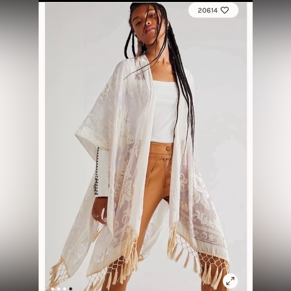 UNICORN 🦄 RARE FREE PEOPLE NIGHTBIRD BURNOUT KIMONO OS - Picture 2 of 16